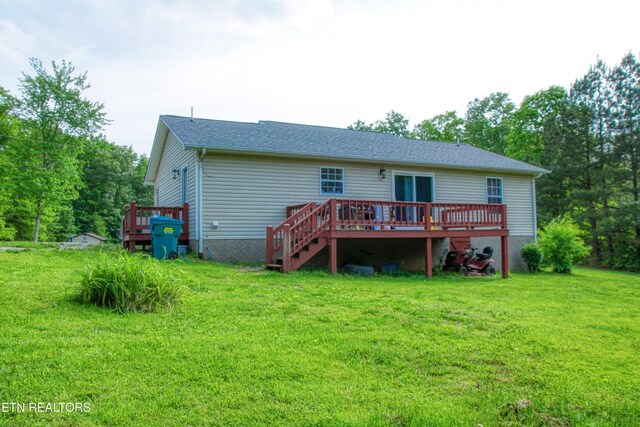 634 Robs Rd, Grimsley, TN 38565 - back of house with a wooden deck and a yard