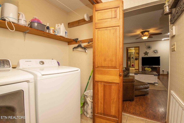 7745 Keswick Rd, Powell, TN 37849 - washroom featuring separate washer and dryer and a ceiling fan