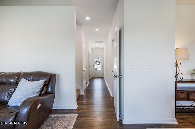 1024 Curly Top Ln, Knoxville, TN 37932 - hall with dark wood-type flooring, baseboards, and recessed lighting