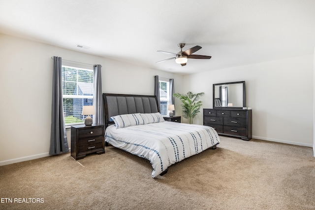 1024 Curly Top Ln, Knoxville, TN 37932 - bedroom with light colored carpet, multiple windows, a ceiling fan, and baseboards