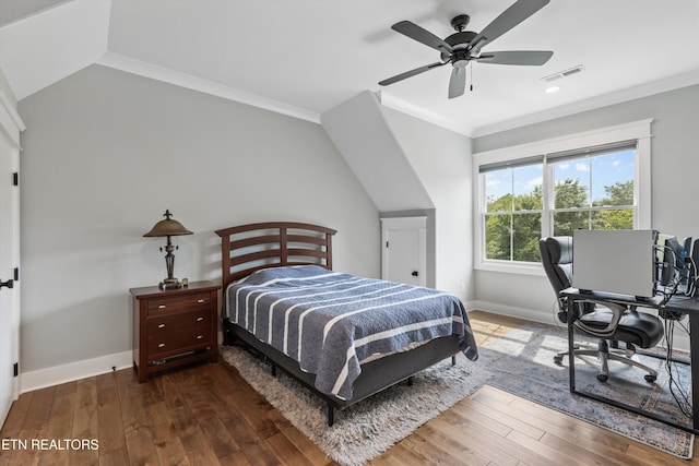 209 Fence Post Ln, Knoxville, TN 37934 - bedroom featuring wood-type flooring, baseboards, crown molding, an office area, and recessed lighting
