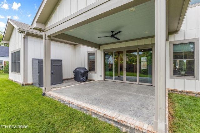 209 Fence Post Ln, Knoxville, TN 37934 - view of patio with a ceiling fan and grilling area