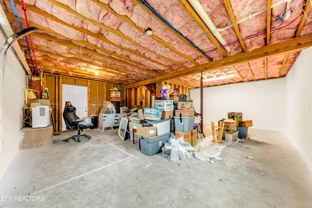 view of unfinished basement