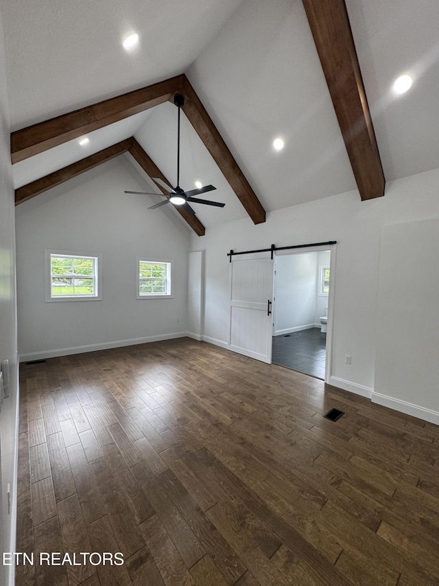 151 Clear Creek Rd, Newport, TN 37821 - bonus room with a barn door, dark wood-style flooring, ceiling fan, baseboards, and recessed lighting