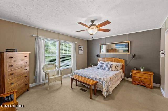 2061 Bolestown Loop, Alpine, TN 38543 - bedroom featuring light colored carpet, baseboards, a ceiling fan, and a textured ceiling
