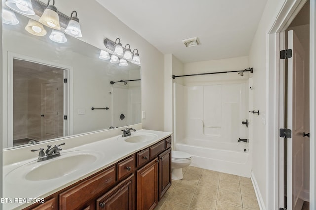 4834 Fountain View Way, Knoxville, TN 37918 - bathroom featuring tile patterned flooring, double vanity, toilet, and tub / shower combination