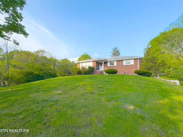 161 Cedar Ln, Rocky Top, TN 37769 - view of front facade featuring a front lawn and brick siding