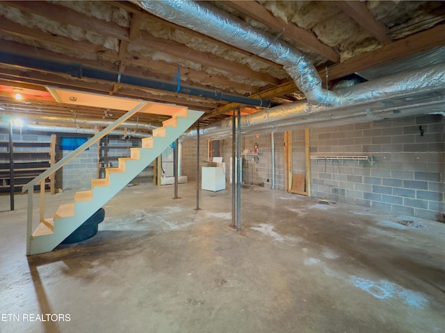 161 Cedar Ln, Rocky Top, TN 37769 - unfinished below grade area featuring stairs