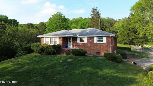 161 Cedar Ln, Rocky Top, TN 37769 - ranch-style home featuring brick siding and a front yard