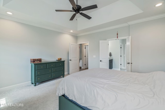 9337 Sandy Springs Ln, Knoxville, TN 37922 - bedroom with recessed lighting, baseboards, crown molding, and light colored carpet