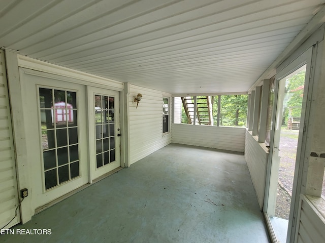 view of unfurnished sunroom