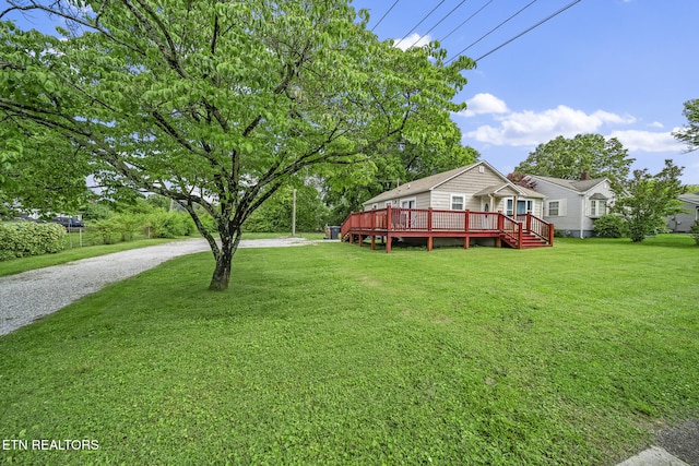 2007 NE Albert Ave, Knoxville, TN 37917 - view of grassy yard with a deck and gravel driveway