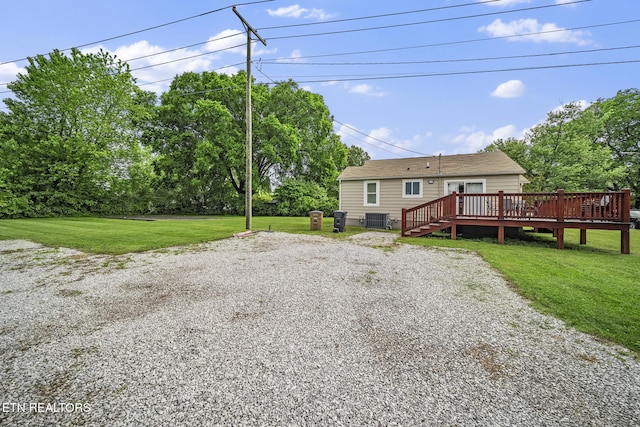 2007 NE Albert Ave, Knoxville, TN 37917 - back of house with cooling unit, a lawn, and a wooden deck