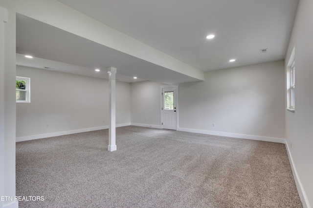7513 Inverrary Cir, Knoxville, TN 37918 - below grade area with carpet, healthy amount of natural light, baseboards, and recessed lighting