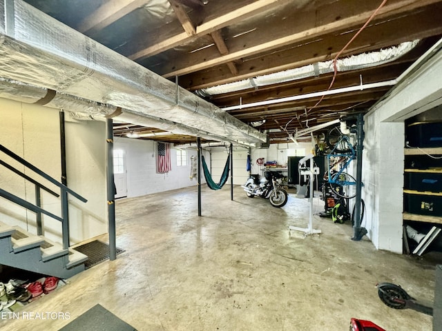 below grade area with stairway