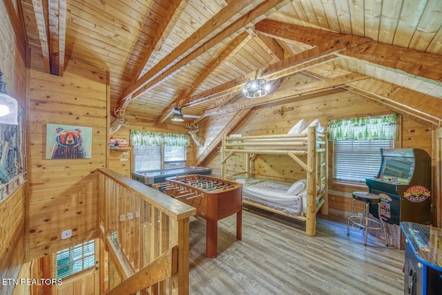 410 Sassafras Trl, Sevierville, TN 37876 - bedroom featuring wooden ceiling, wooden walls, and wood finished floors