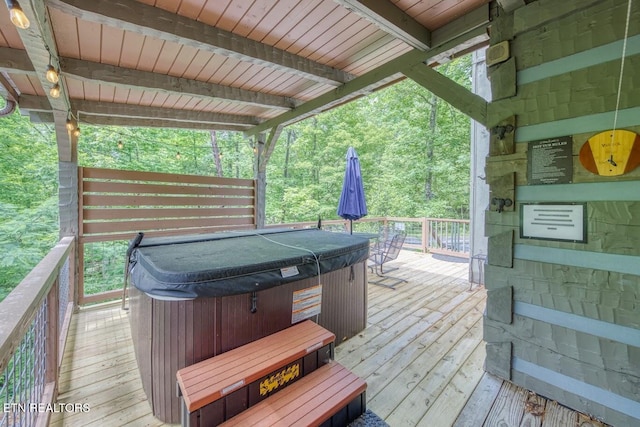 410 Sassafras Trl, Sevierville, TN 37876 - wooden terrace with a hot tub