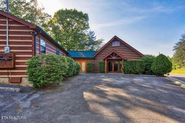 log home with french doors