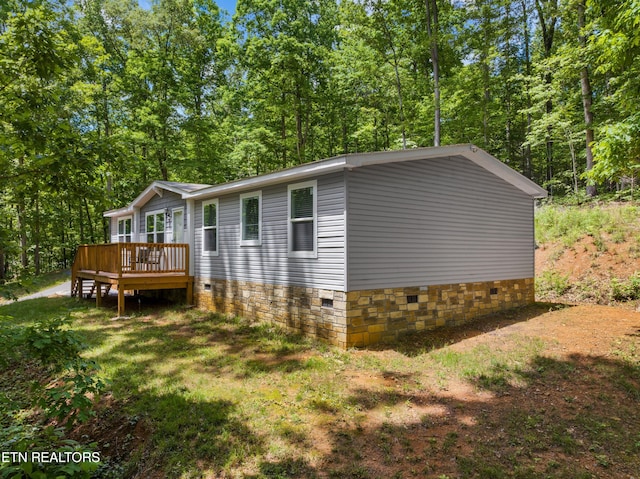 1452 Lower English Creek Rd, Newport, TN 37821 - view of home's exterior with crawl space and a wooden deck