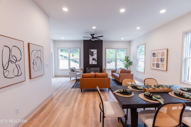 12516 Dalton View Ln, Knoxville, TN 37932 - dining room with plenty of natural light, light wood-type flooring, recessed lighting, and ceiling fan