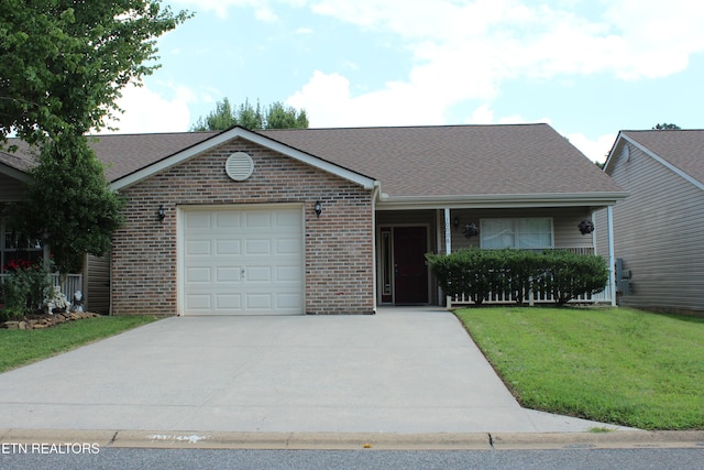 10008 Greylock Way, Knoxville, TN 37931 - ranch-style house featuring driveway, brick siding, a garage, and a front lawn