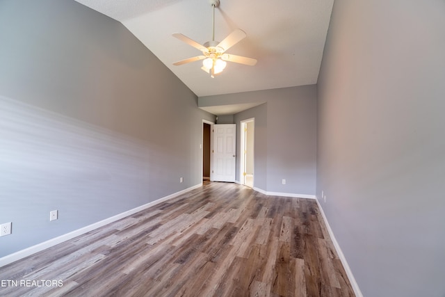 10008 Greylock Way, Knoxville, TN 37931 - empty room with ceiling fan, wood finished floors, high vaulted ceiling, and baseboards