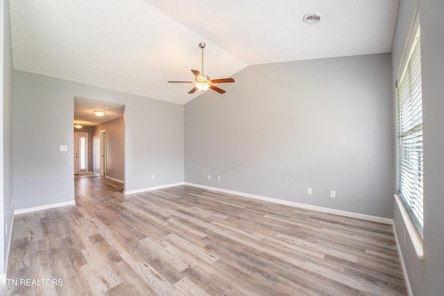 10008 Greylock Way, Knoxville, TN 37931 - unfurnished room featuring lofted ceiling, a ceiling fan, light wood-type flooring, and baseboards