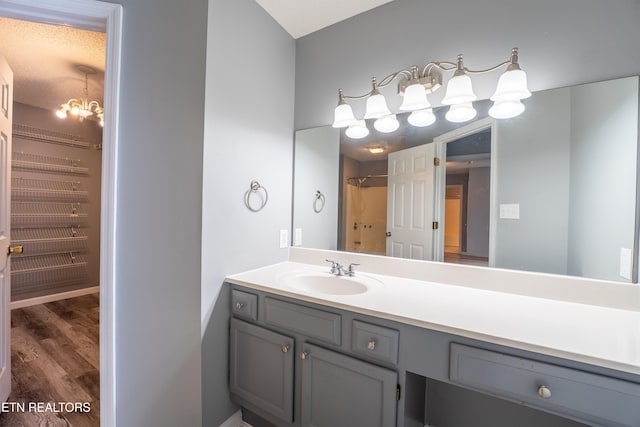 10008 Greylock Way, Knoxville, TN 37931 - bathroom with vanity, wood finished floors, and a shower