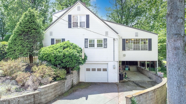 view of front of house with a garage