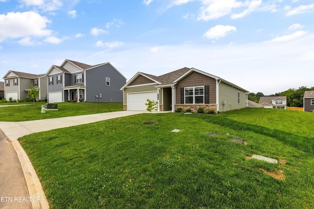 7813 Night Shade Ln, Knoxville, TN 37938 - view of front of home featuring concrete driveway, a garage, a front yard, and brick siding