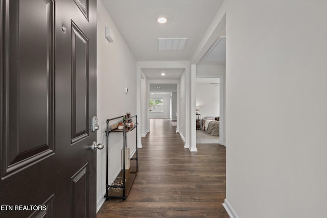 7813 Night Shade Ln, Knoxville, TN 37938 - corridor with dark wood-style flooring, recessed lighting, and baseboards