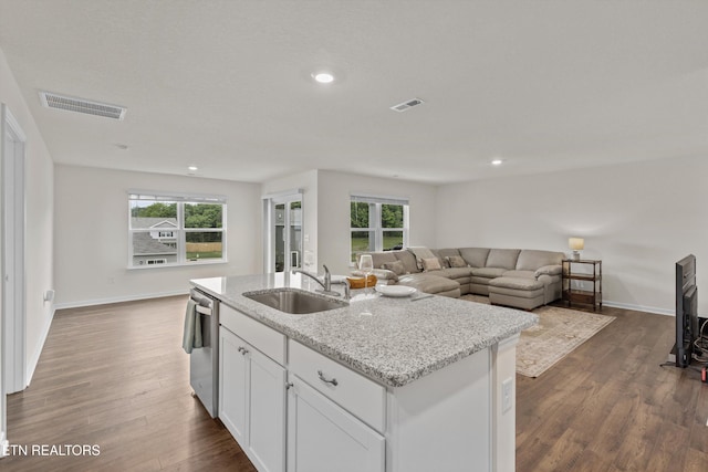 7813 Night Shade Ln, Knoxville, TN 37938 - kitchen featuring a sink, open floor plan, healthy amount of natural light, dark wood-type flooring, and recessed lighting