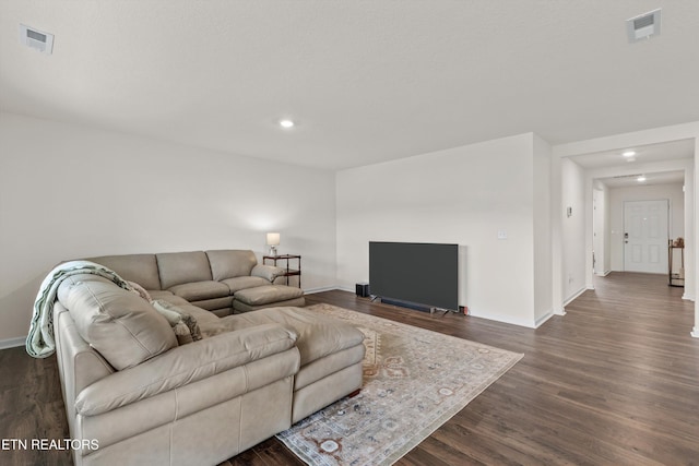 7813 Night Shade Ln, Knoxville, TN 37938 - living area with baseboards, recessed lighting, and dark wood-style flooring