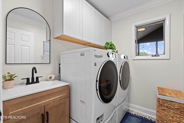 12771 Tanglewood Dr, Knoxville, TN 37922 - washroom with separate washer and dryer, cabinet space, crown molding, and baseboards