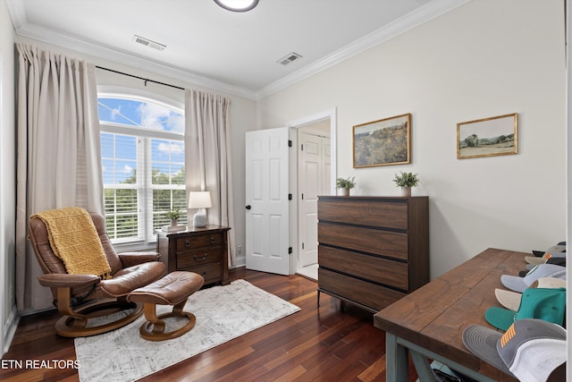 12771 Tanglewood Dr, Knoxville, TN 37922 - sitting room featuring crown molding and dark wood-style flooring
