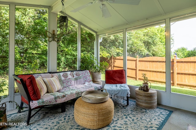 332 Caboose Ln, Maryville, TN 37804 - sunroom featuring a ceiling fan, plenty of natural light, and lofted ceiling