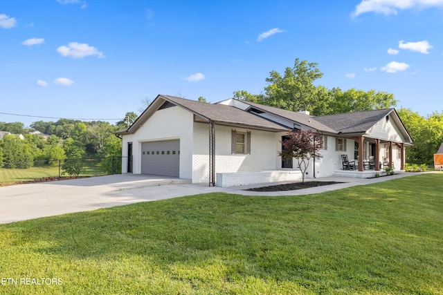 8307 Stoney View Ln, Corryton, TN 37721 - ranch-style house with an attached garage, a porch, brick siding, and driveway