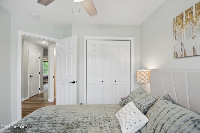 406 Contentment Ln, Knoxville, TN 37920 - bedroom with wood finished floors, a closet, ceiling fan, recessed lighting, and baseboards