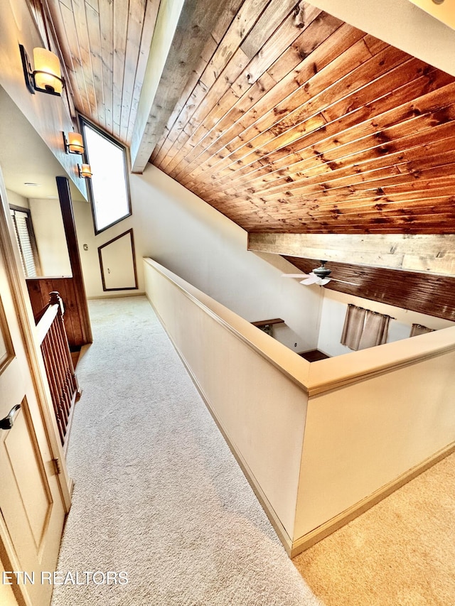 721 Fan St, Tazewell, TN 37879 - hall featuring carpet flooring and wood ceiling