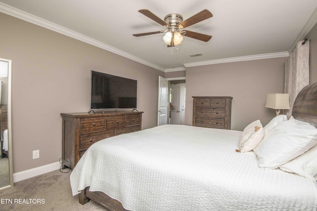 155 Signet Ln, Maynardville, TN 37807 - bedroom featuring carpet flooring, ornamental molding, baseboards, and a ceiling fan