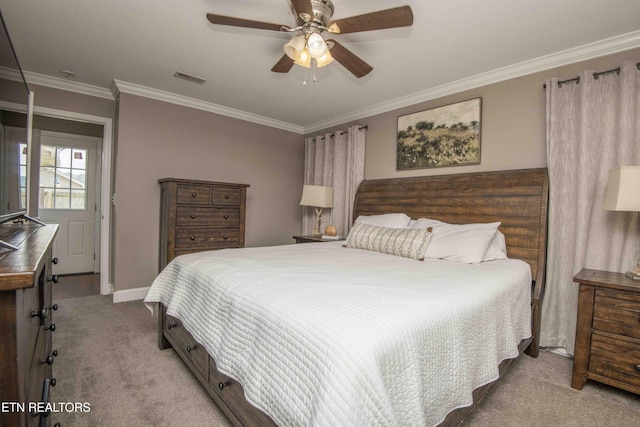 155 Signet Ln, Maynardville, TN 37807 - carpeted bedroom with ornamental molding, baseboards, and a ceiling fan