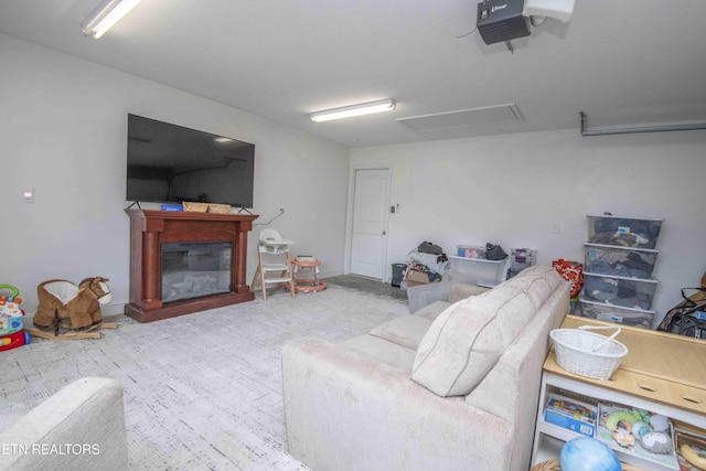 155 Signet Ln, Maynardville, TN 37807 - living room with attic access and a glass covered fireplace