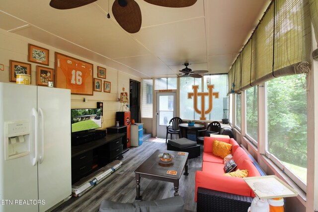 4708 Springbrook Rd, Knoxville, TN 37921 - living room with a ceiling fan and wood finished floors