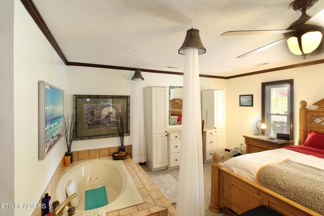 4708 Springbrook Rd, Knoxville, TN 37921 - bedroom with ornamental molding, light tile patterned floors, decorative columns, and a textured ceiling