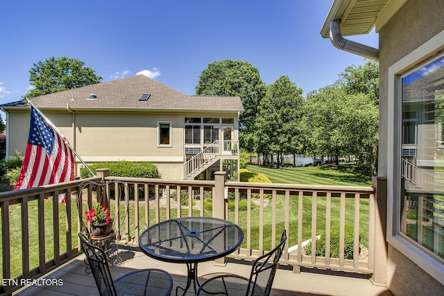 162 Tanasi Lagoon Dr, Loudon, TN 37774 - wooden deck featuring a lawn and stairs