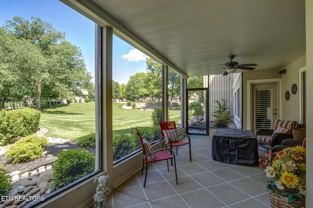 162 Tanasi Lagoon Dr, Loudon, TN 37774 - sunroom with ceiling fan and plenty of natural light