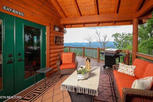 2266 Lone Ridge Dr, Sevierville, TN 37862 - deck featuring a grill and a mountain view