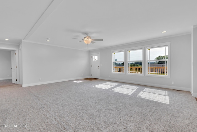 1559 River Path, Morristown, TN 37813 - carpeted spare room featuring crown molding, ceiling fan, baseboards, and recessed lighting