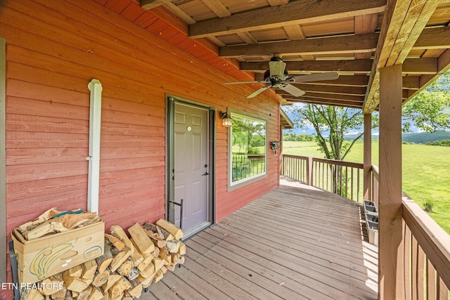 2892 N York Hwy, Pall Mall, TN 38577 - wooden deck with a ceiling fan