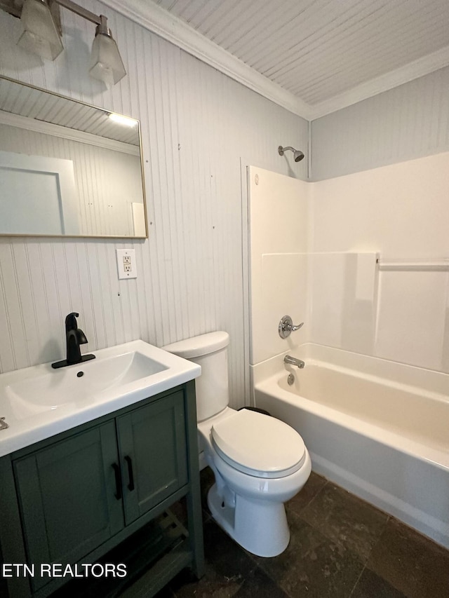 503 S Ruth St, Maryville, TN 37803 - bathroom featuring toilet, vanity, bathing tub / shower combination, and crown molding